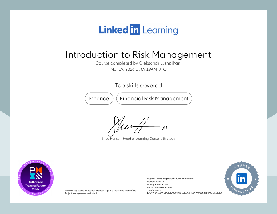 Introduction to Risk Management certificate preview